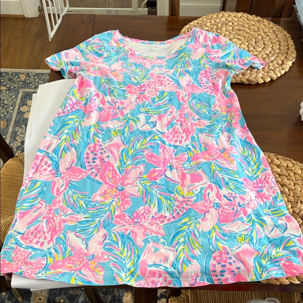 Lilly Pulitzer Taylee Blue Ibiza Gimme The Juice t-shirt Dress